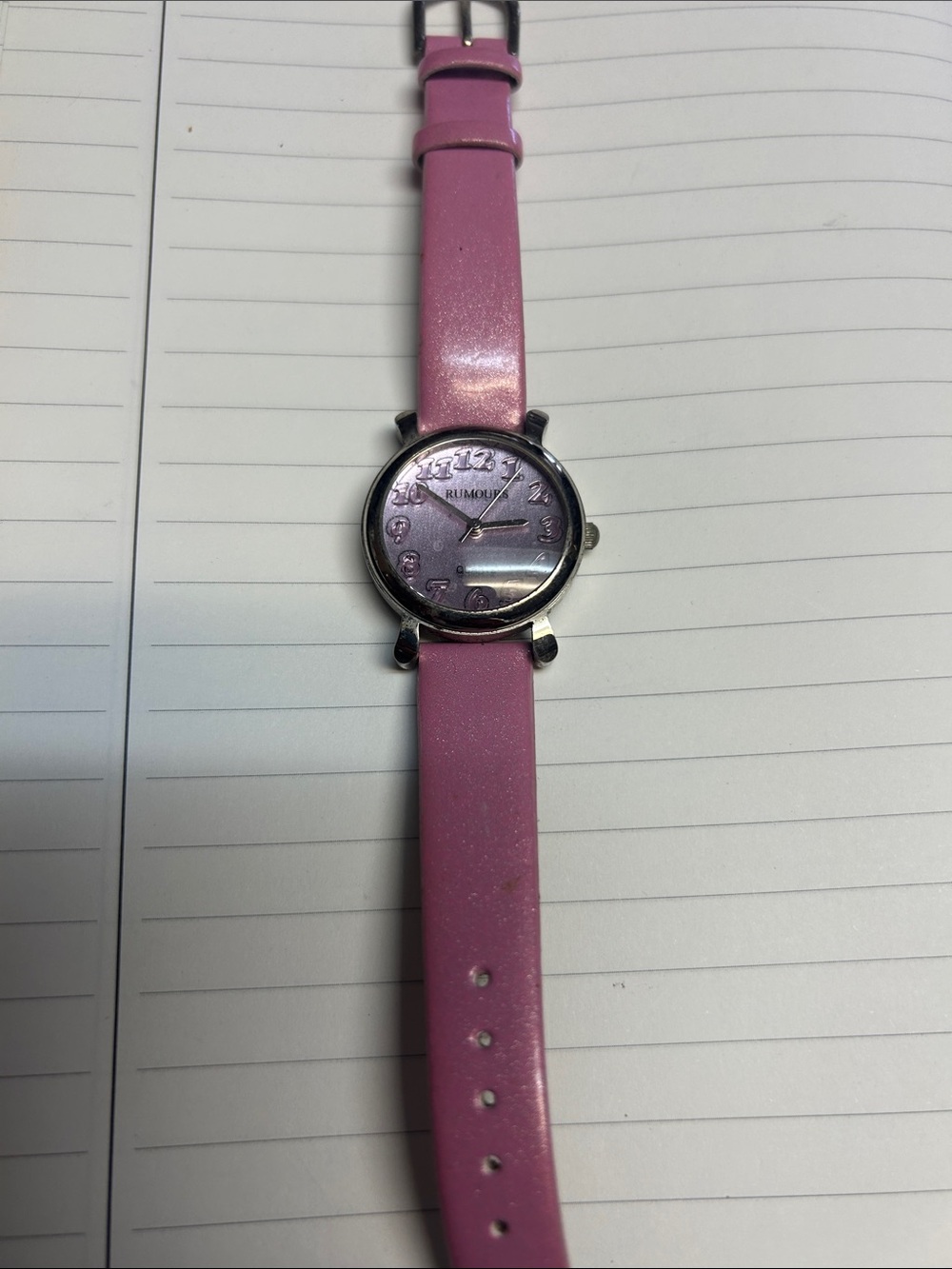 Sparkle Pink Round Dial Watch with Glossy Strap